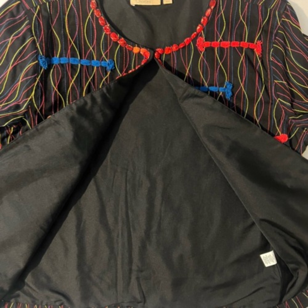 Choices Colorful Long Sleeve Cotton Jacket Embroidered Psychedelic Funky Vintage - Picture 5 of 8
